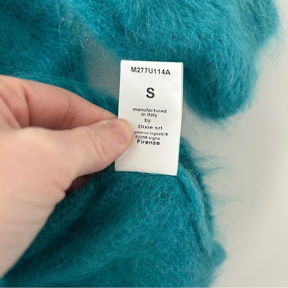 Dixie Teal Mohair Mock Turtleneck Short Sleeve Knit Cropped Retro Sweater S - Picture 8 of 10